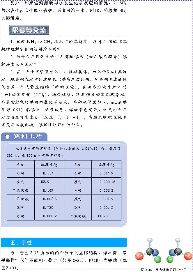&nbsp;&nbsp;第三节 分子的性质(第54页)
