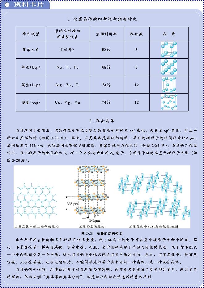 &nbsp;&nbsp;第三节 金属晶体(第78页)