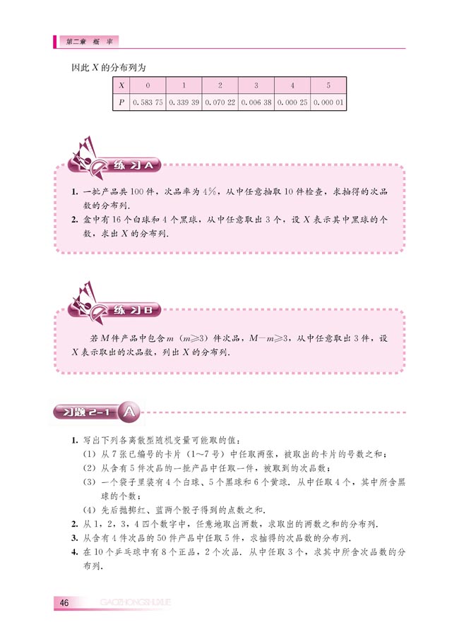 2.1.3 超几何分布(第46页)