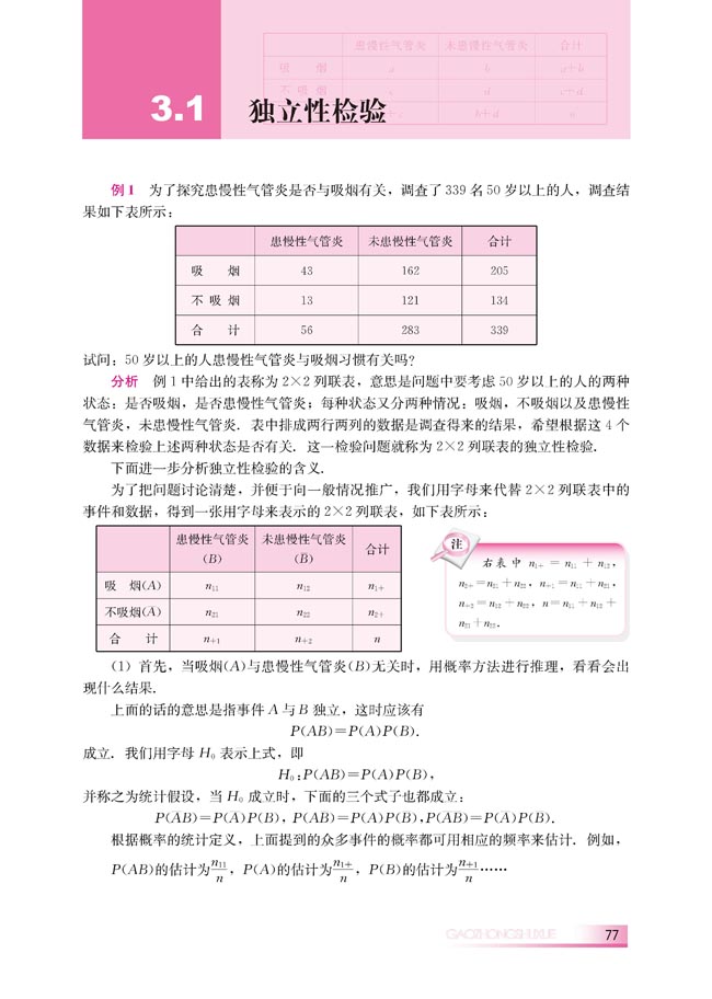 3.1 独立性检验(第77页)