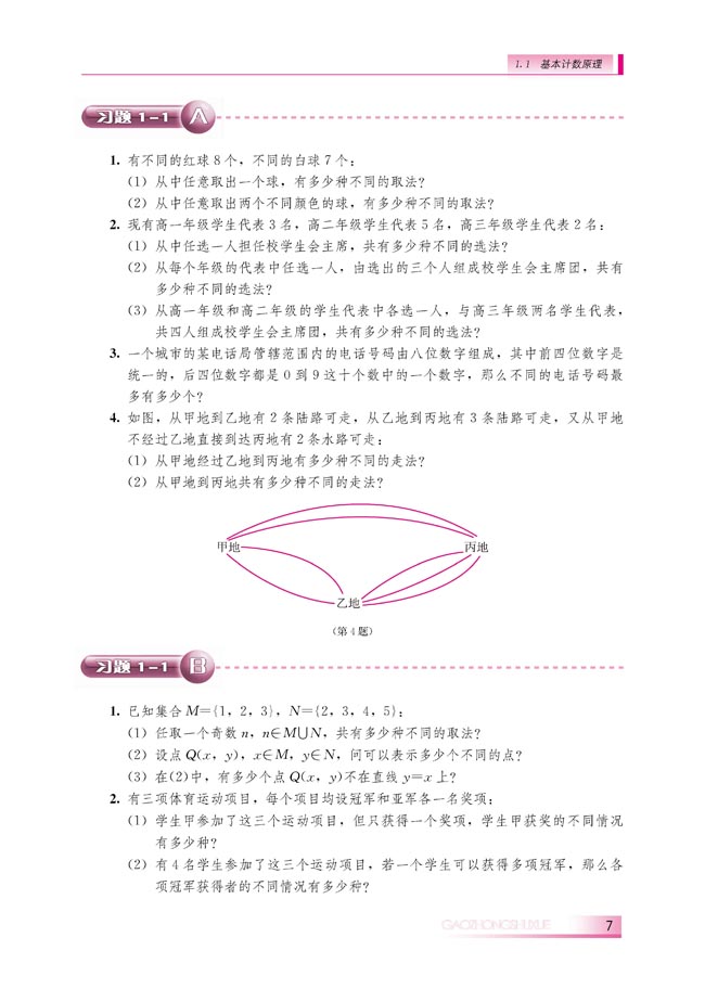 1.1 基本计数原理(第7页)