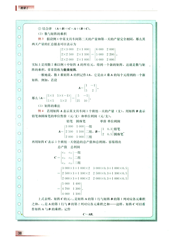 附录Ⅰ 矩阵(第38页)