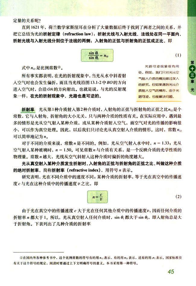 1 光的反射和折射(第45页)