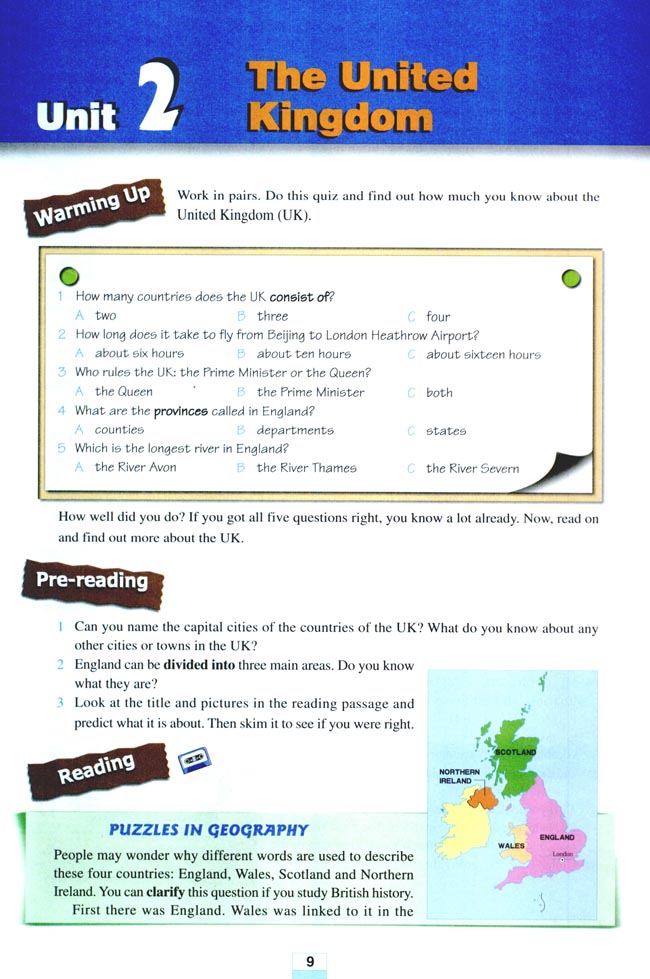 Unit 2 The United Kingdom(第9页)
