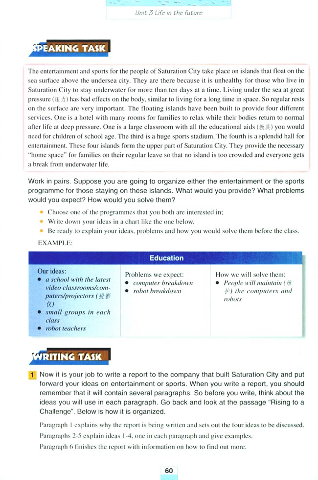 Unit 3 Life in the future(第60页)