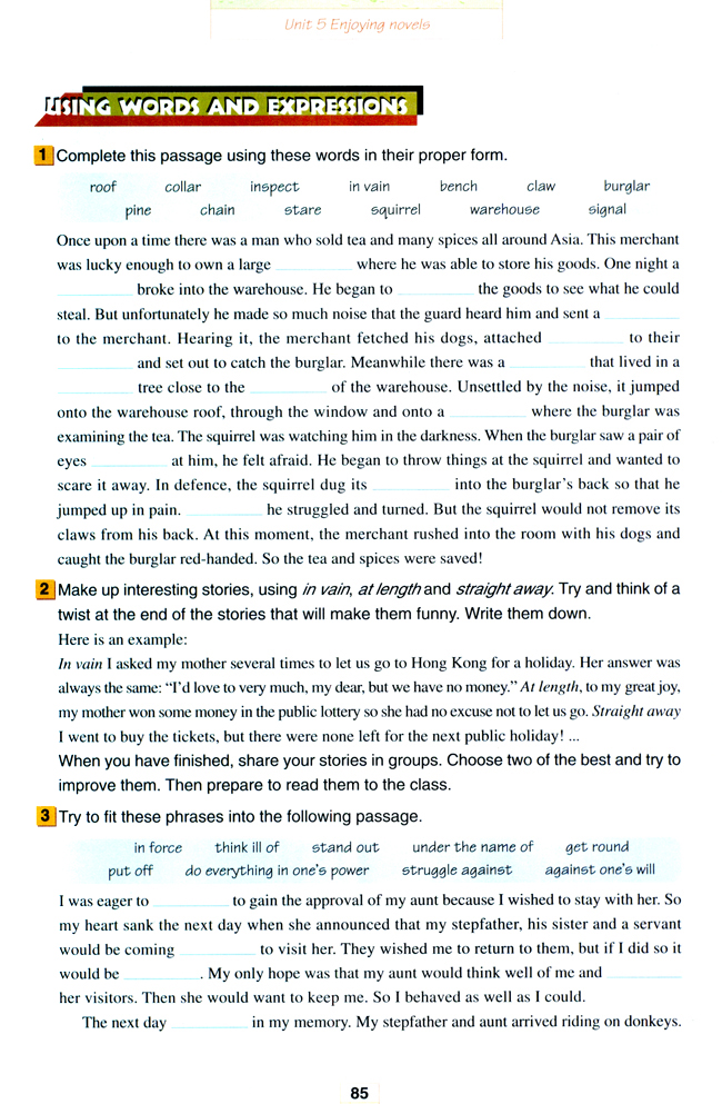 Unit 5 Enjoying novels(第85页)
