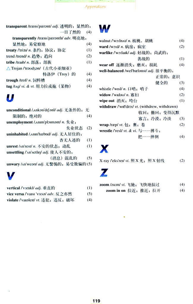 人教版高三英语选修11电子课本Vovabulary(第119页)