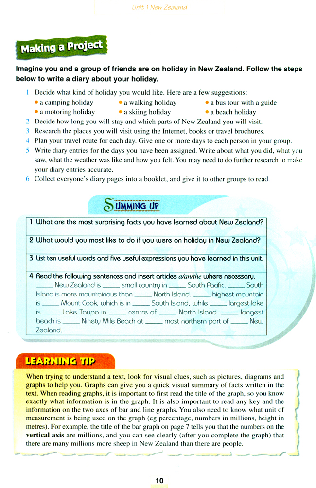 人教版高三英语选修11电子课本Unit 1 Nex Zealand(第10页)