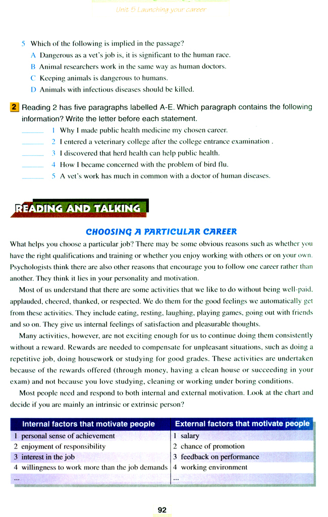 人教版高三英语选修11电子课本Unit 5 Launching your career(第92页)