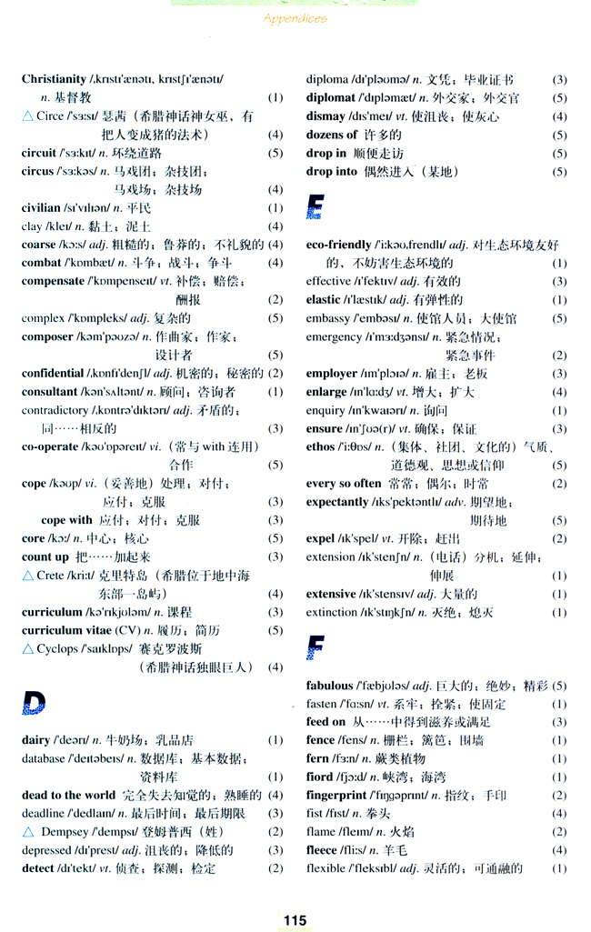 人教版高三英语选修11电子课本Vovabulary(第115页)