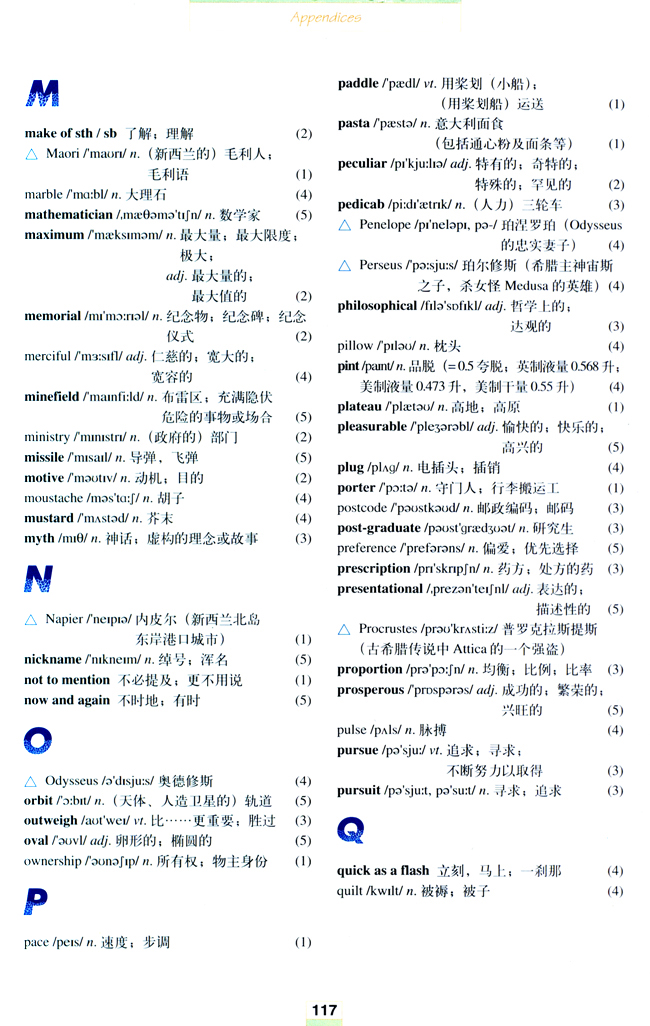 人教版高三英语选修11电子课本Vovabulary(第117页)