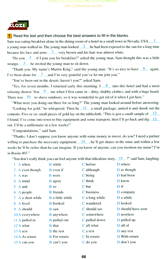 人教版高三英语选修11电子课本Unit 2 Detective stories(第66页)