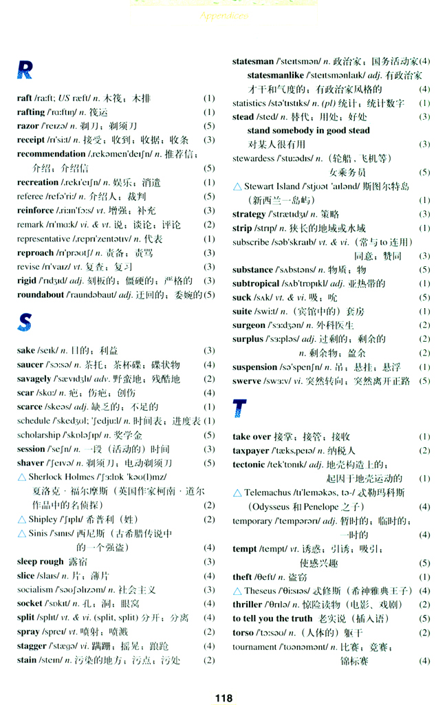 人教版高三英语选修11电子课本Vovabulary(第118页)