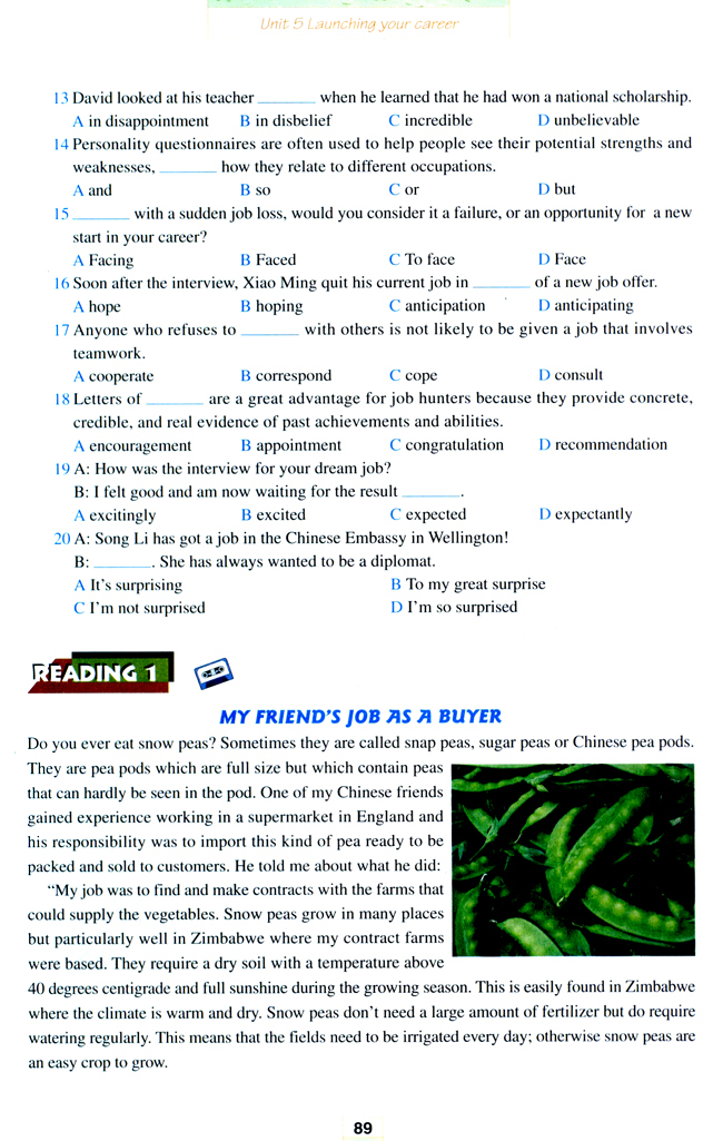 人教版高三英语选修11电子课本Unit 5 Launching your career(第89页)