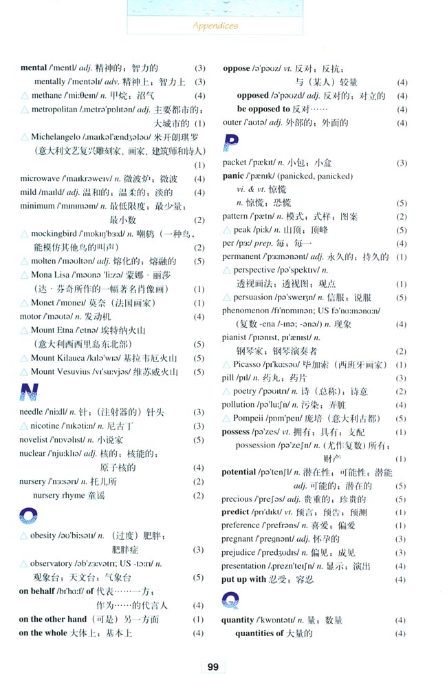 人教版高三英语选修6电子课本Appendices 附录(第99页)