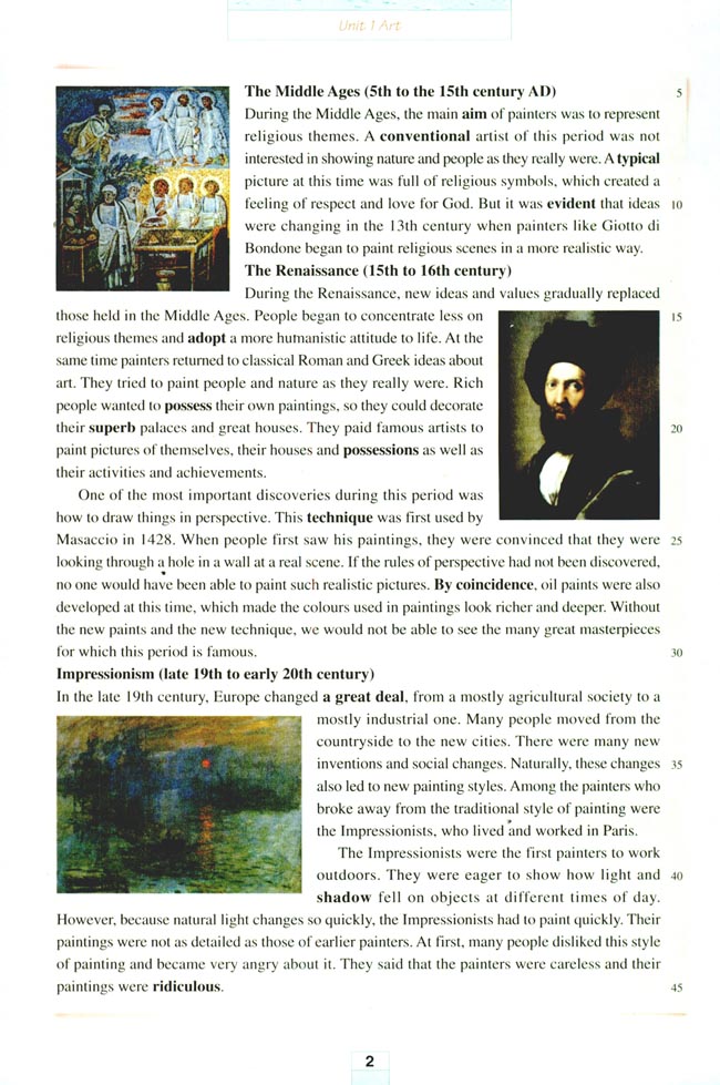 人教版高三英语选修6电子课本Unit 1 Art(第2页)