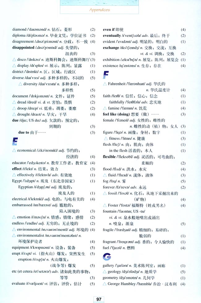 人教版高三英语选修6电子课本Appendices Vocabulary(第209页)