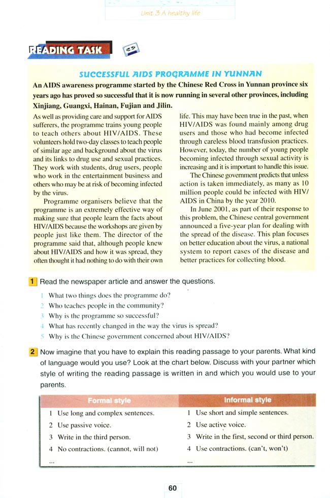 人教版高三英语选修6电子课本Unit 3 A healthy life(第60页)