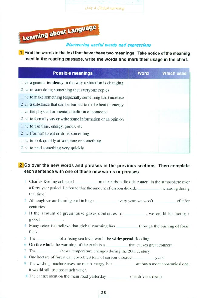 人教版高三英语选修6电子课本Unit 4 Global warming(第28页)