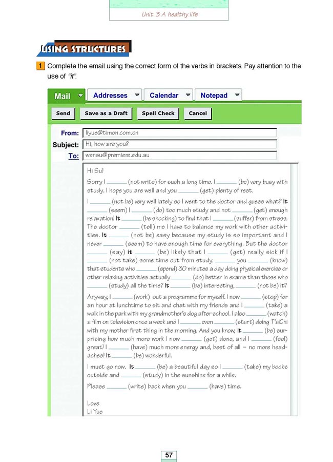 人教版高三英语选修6电子课本Workbook Unit 3 A healthy life(第169页)