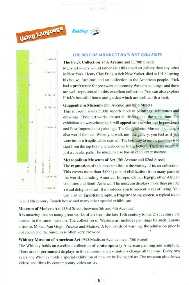 人教版高三英语选修6电子课本Unit 1 Art(第6页)