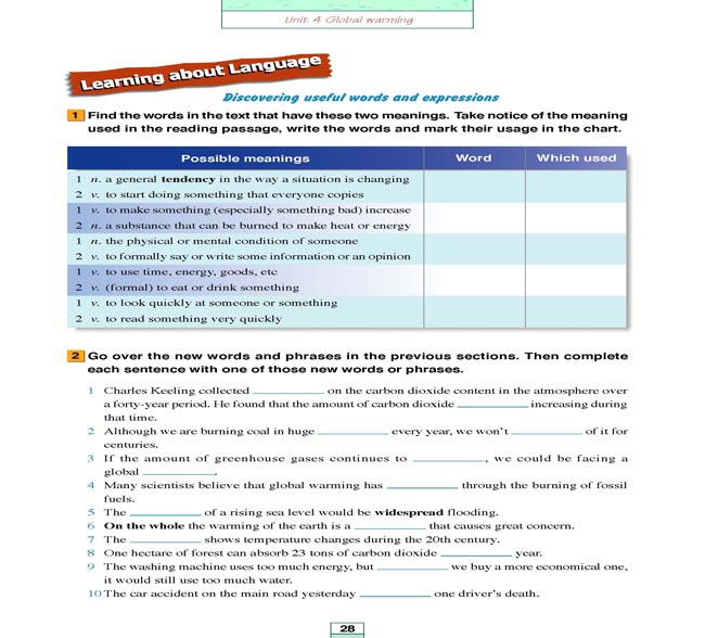 人教版高三英语选修6电子课本Unit 4 Global warming(第140页)