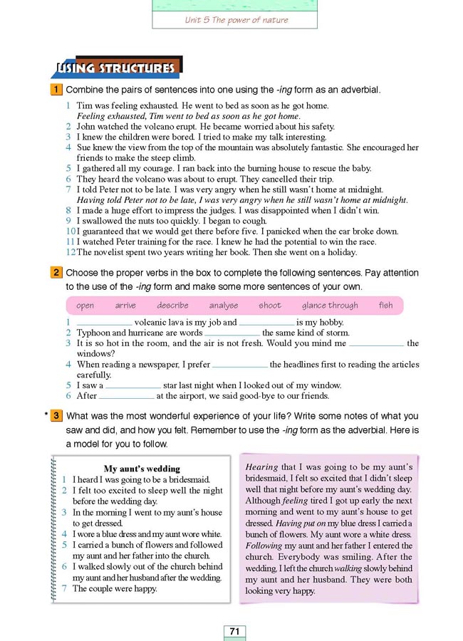 人教版高三英语选修6电子课本Workbook Unit 5 The power of nature(第183页)