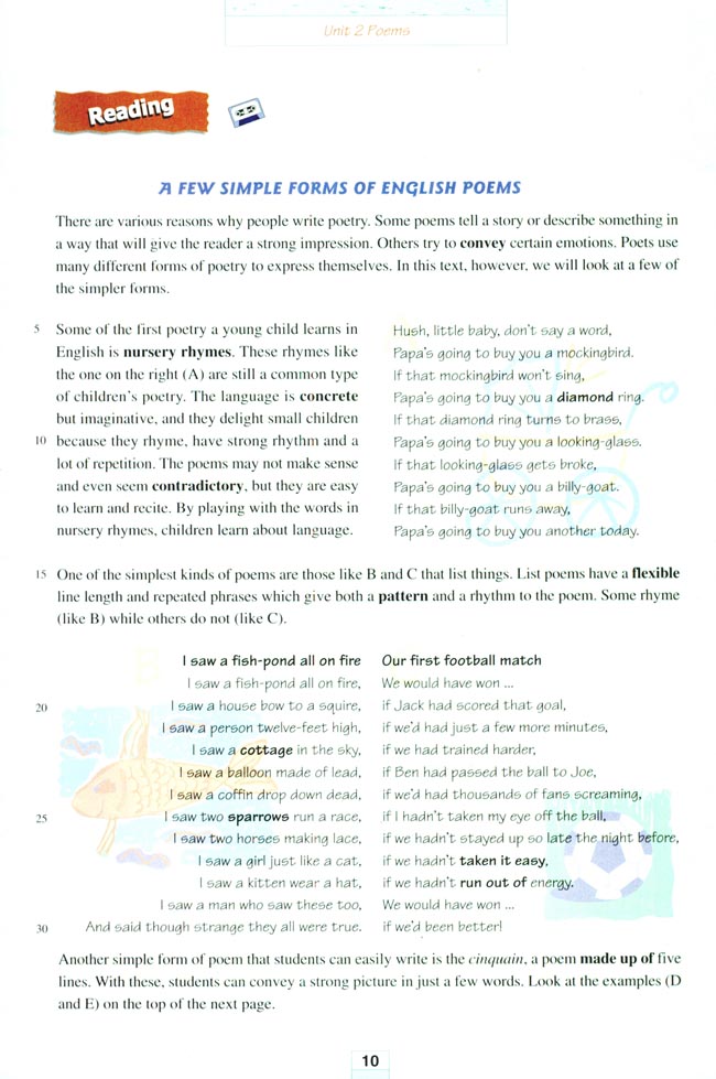 人教版高三英语选修6电子课本Unit 2 Poems(第10页)