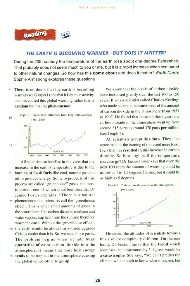 人教版高三英语选修6电子课本Unit 4 Global warming(第26页)