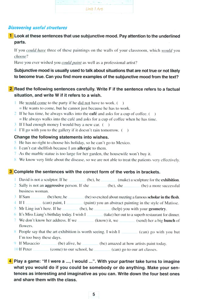 人教版高三英语选修6电子课本Unit 1 Art(第5页)