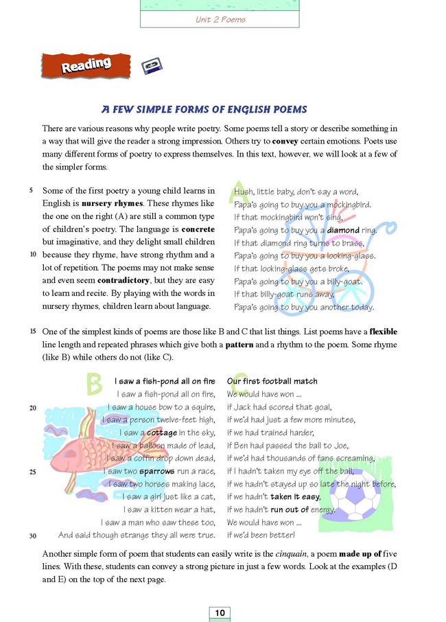 人教版高三英语选修6电子课本Unit 2 Poems(第122页)