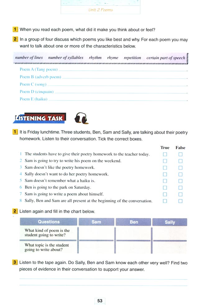 人教版高三英语选修6电子课本Unit 2 Poems(第53页)