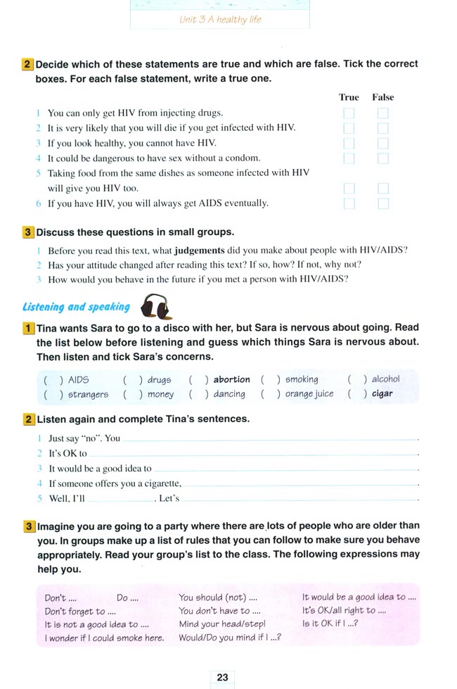 人教版高三英语选修6电子课本Unit 3 A healthy life(第23页)