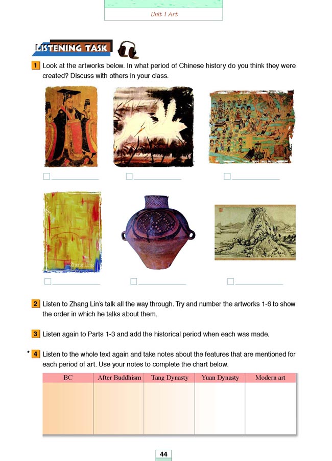 人教版高三英语选修6电子课本Workbook Unit 1 Art(第156页)