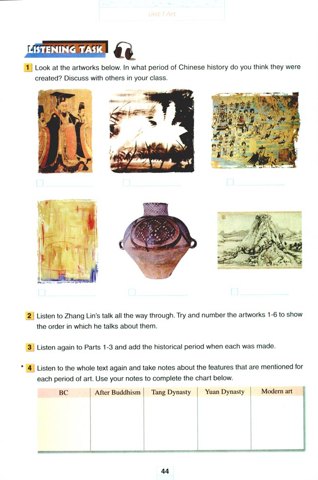 人教版高三英语选修6电子课本Unit 1 Art(第44页)