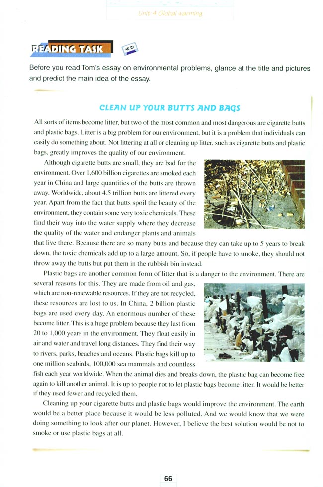 人教版高三英语选修6电子课本Unit 4 Global warming(第66页)