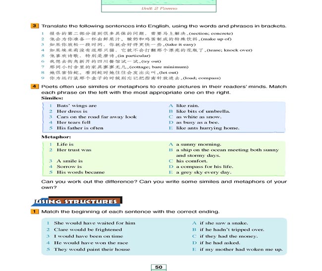人教版高三英语选修6电子课本Workbook Unit 2 Poems(第162页)