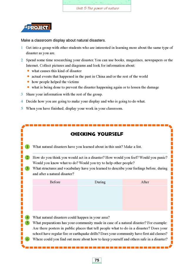 人教版高三英语选修6电子课本Workbook Unit 5 The power of nature(第187页)