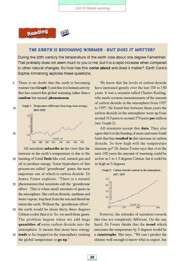 人教版高三英语选修6电子课本Unit 4 Global warming(第138页)