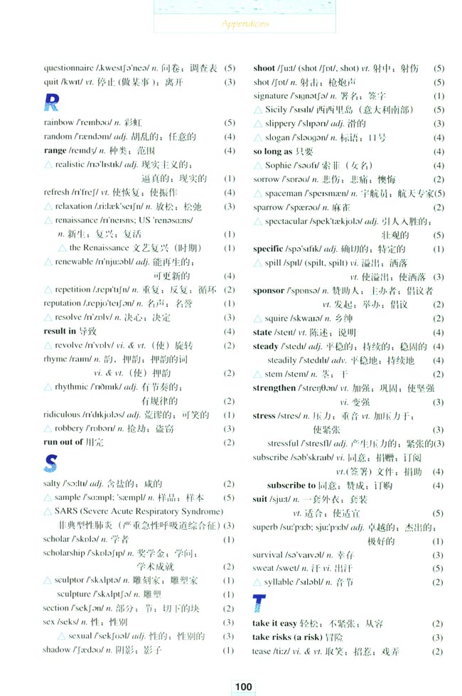 人教版高三英语选修6电子课本Appendices 附录(第100页)