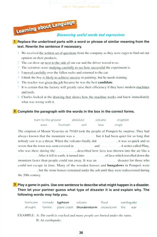 人教版高三英语选修6电子课本Unit 5 The power of nature(第36页)