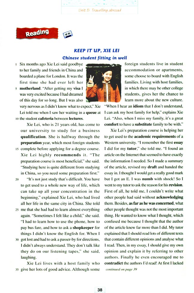 Unit 5 Travelling abroad(第38页)