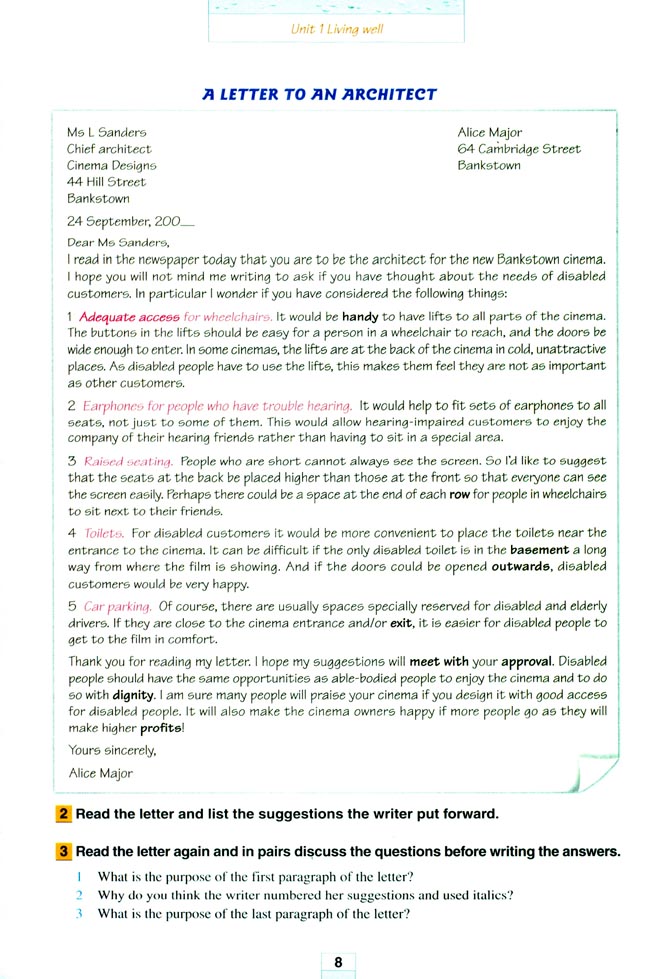 Unit 1 Living well(第8页)