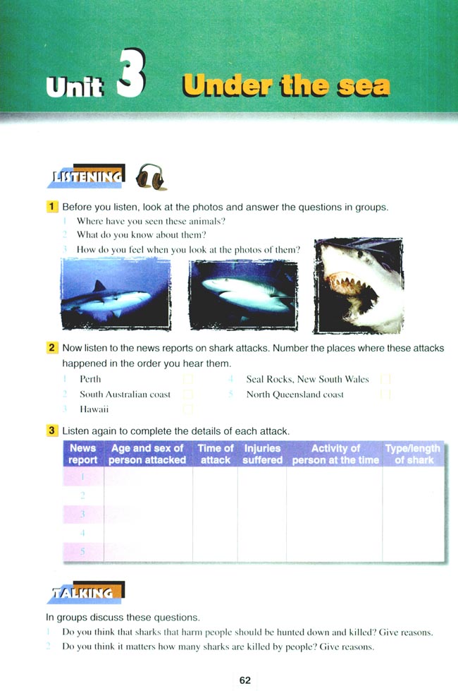 Unit 3 Under the sea(第62页)