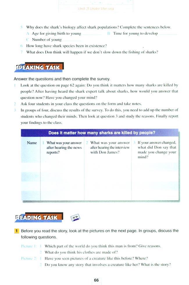 Unit 3 Under the sea(第66页)