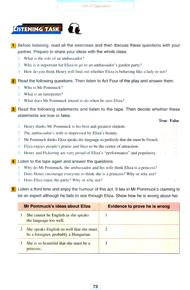 人教版高三英语选修8电子课本Unit 4 Pygmalion(第73页)