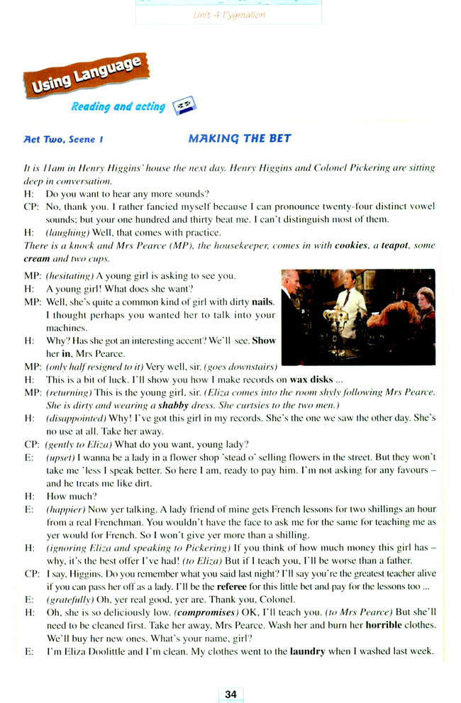 人教版高三英语选修8电子课本Unit 4 Pygmalion(第34页)