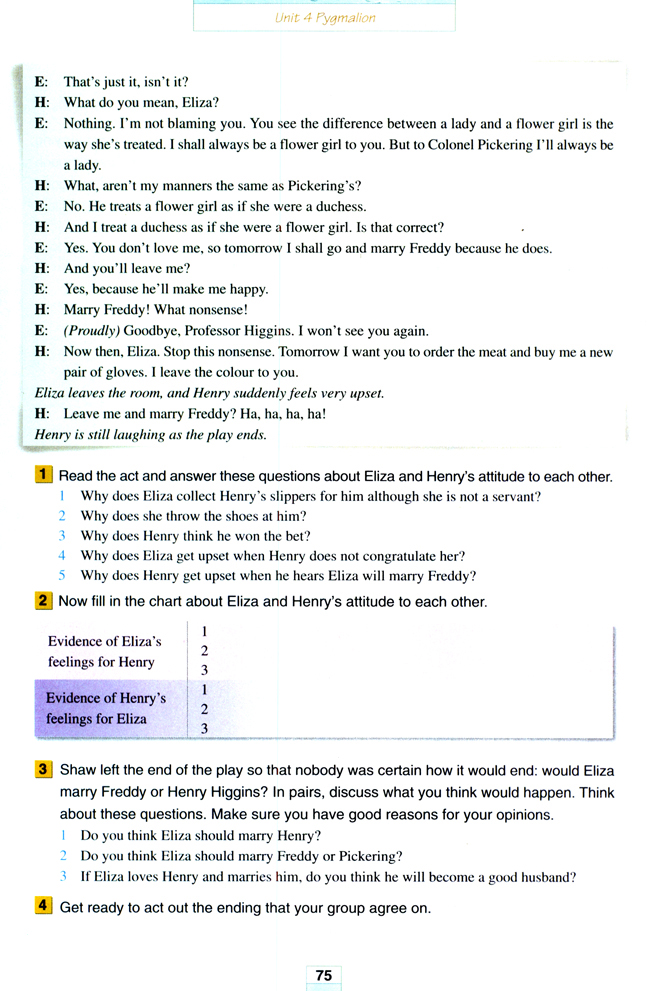人教版高三英语选修8电子课本Unit 4 Pygmalion(第75页)