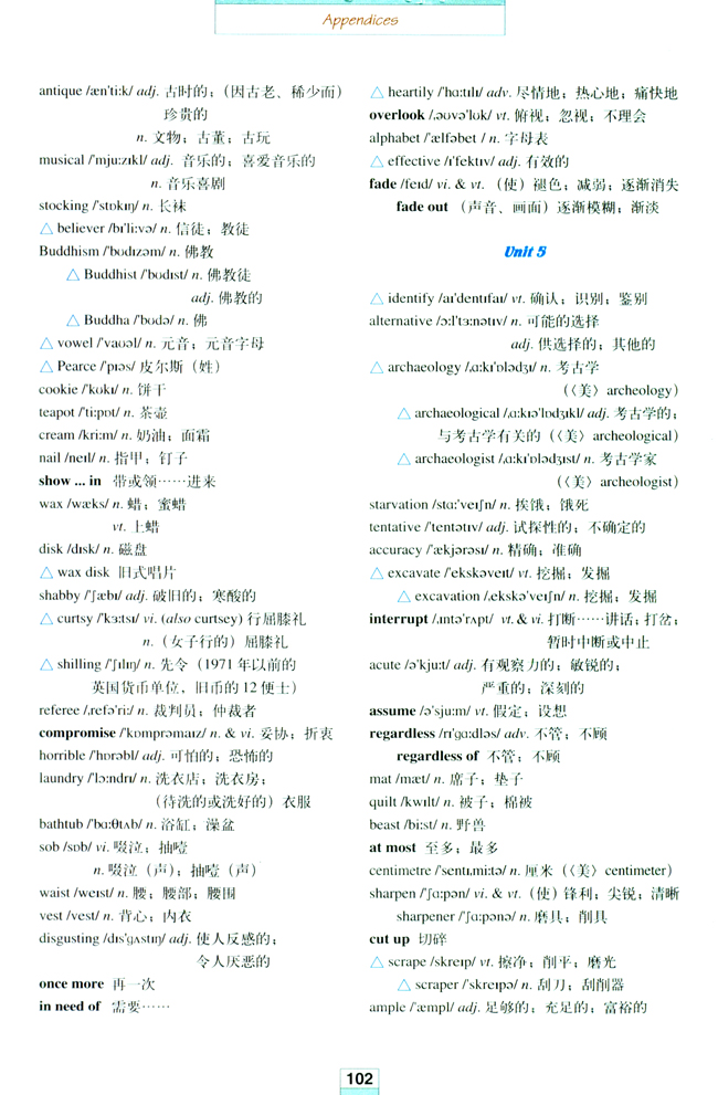 人教版高三英语选修8电子课本Words and expressions in each unit(第102页)