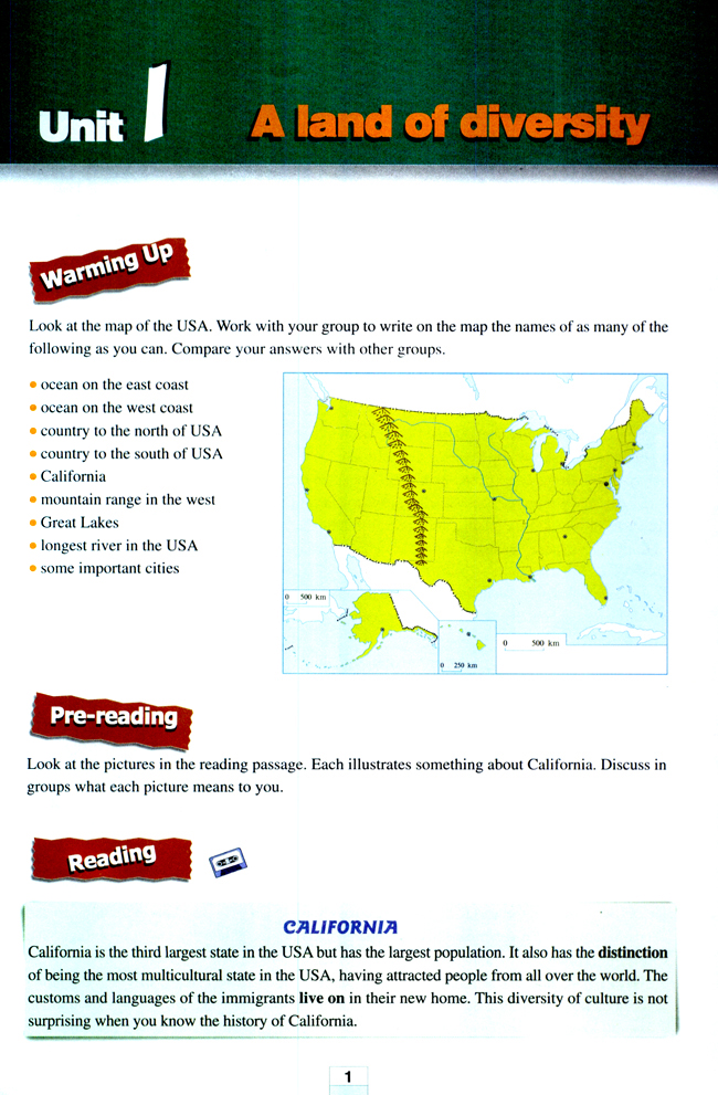 人教版高三英语选修8电子课本Unit 1 A land of diversity(第1页)